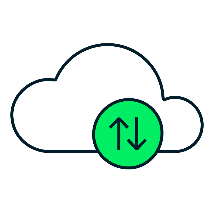 Um ícone representando uma nuvem com um ícone de transferência bidirecional