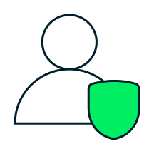 Um ícone representando um usuário com um escudo, representando o acesso