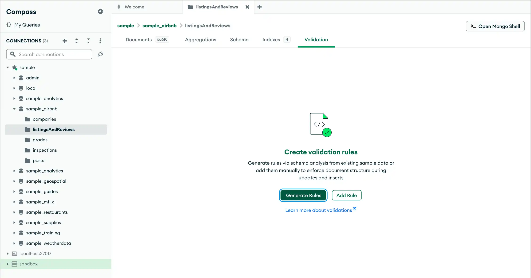 Visualização de validação