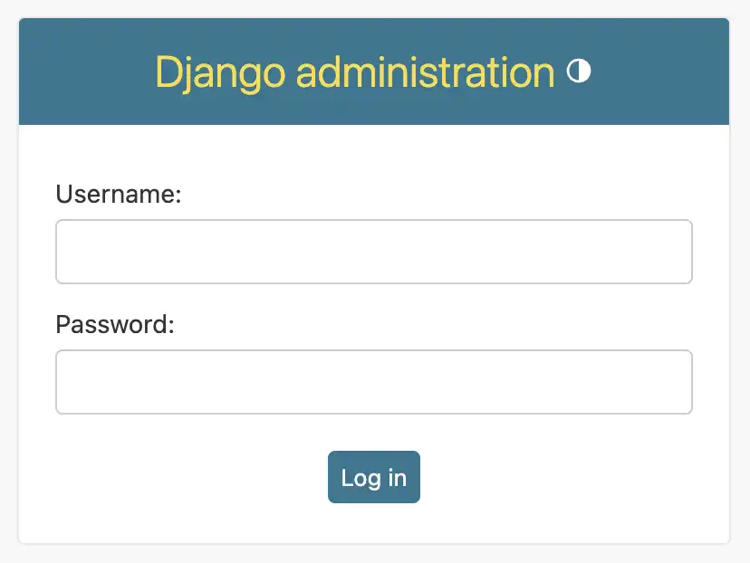 A tela de login na página de administração do Django.