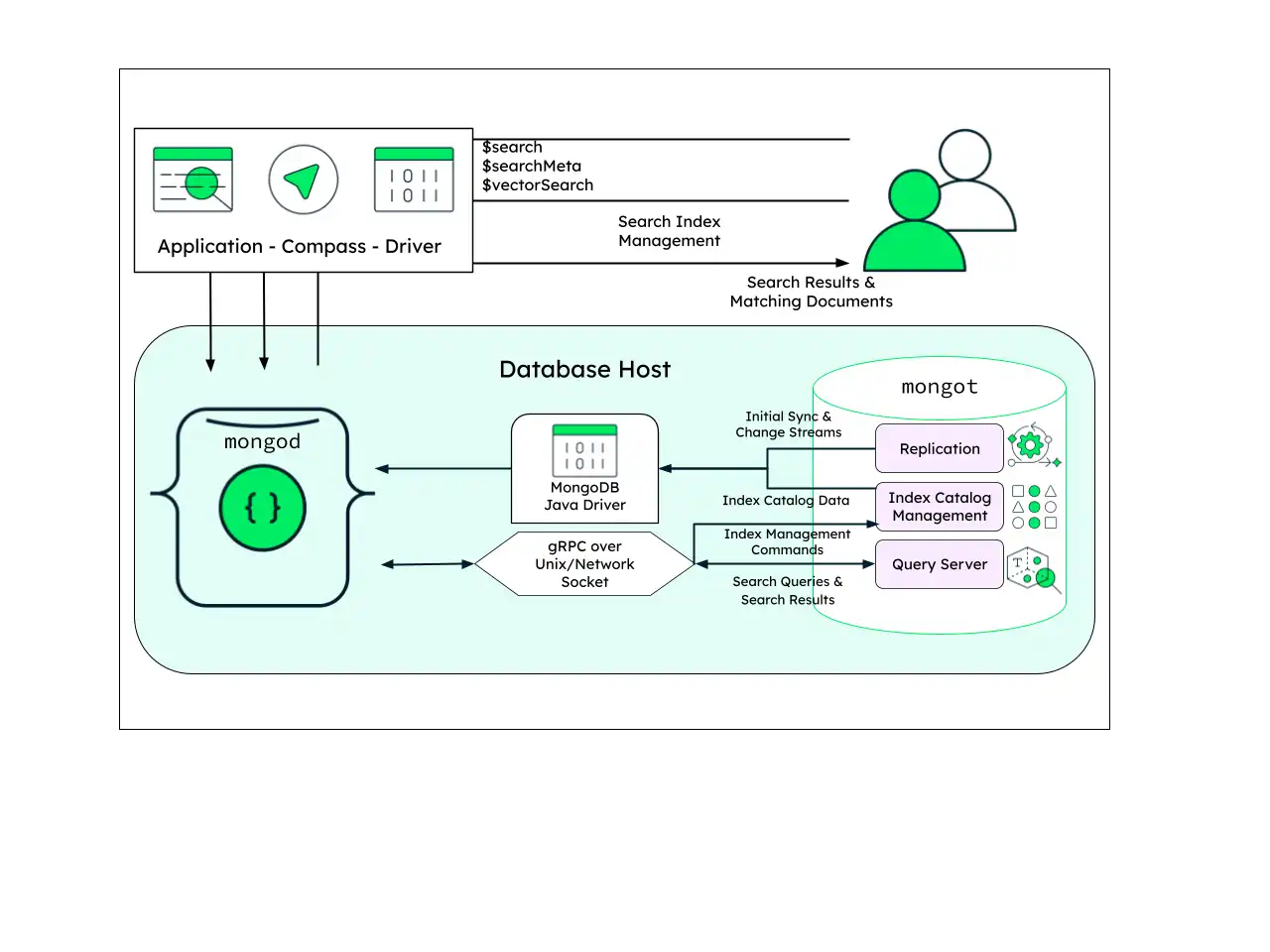 Diagrama mostrando um sistema de mongot co-localizado