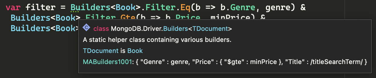 Captura de tela da expressão do construtor com uma mensagem informativa exibida no Visual Studio.