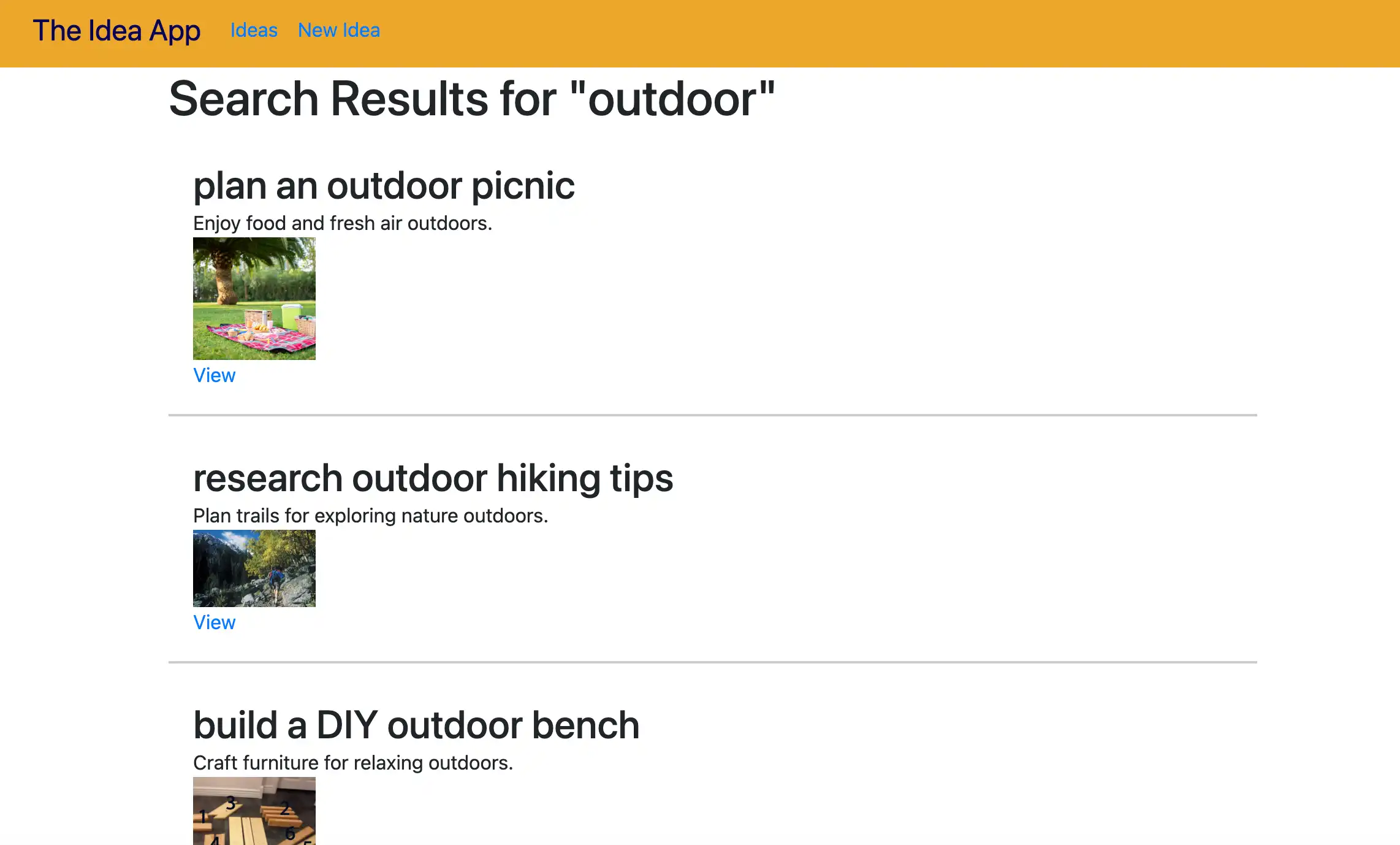 Os resultados de pesquisa renderizados