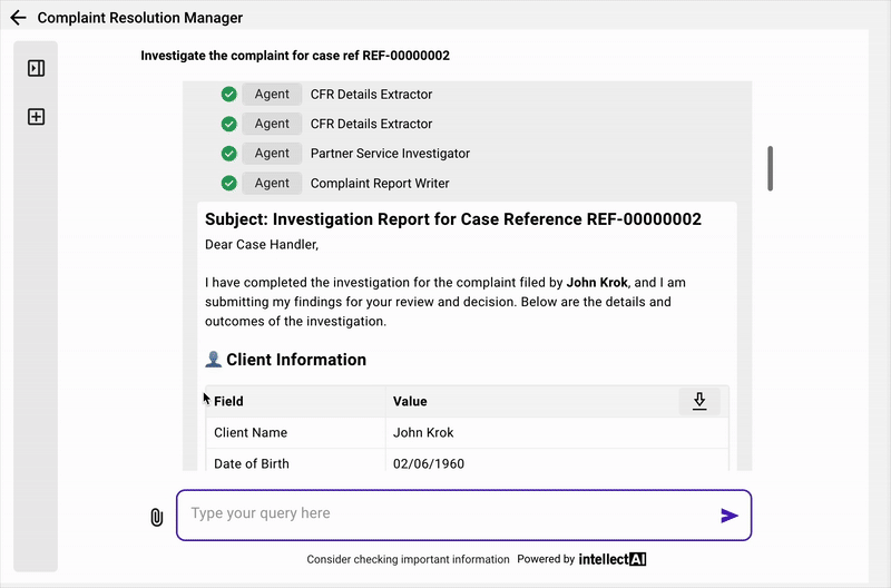 案件卷宗完成后,最后一层代理(调查代理和报告撰写代理)会仔细检查信息,生成调查报告,并提出解决方案(附带支持性证据)。
