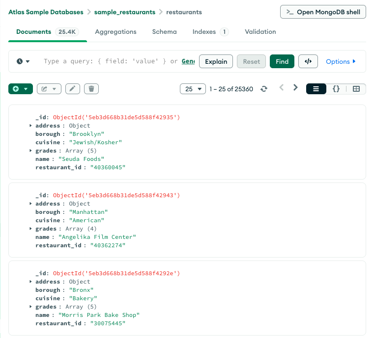 MongoDB Compass 集合查询图像